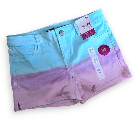 SO Girls Mermaidcore Rainbow Blue Pink ULTIMATE SHORTIE Mid Rise Shorts, size 16 - Picture 12 of 12